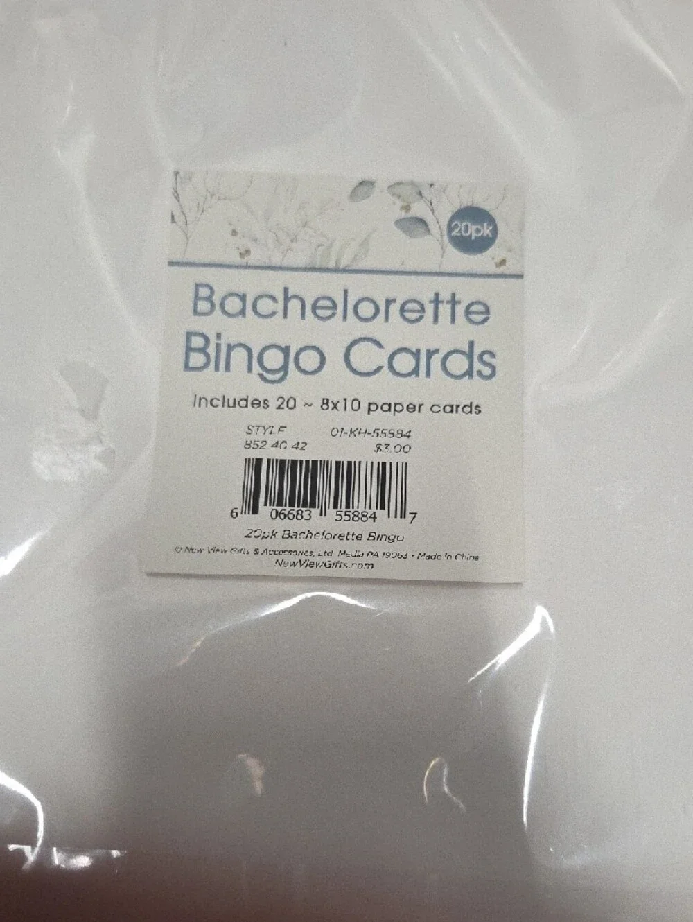 Bachelorette Bingo Party Game - Pink Bridal Shower Card Game